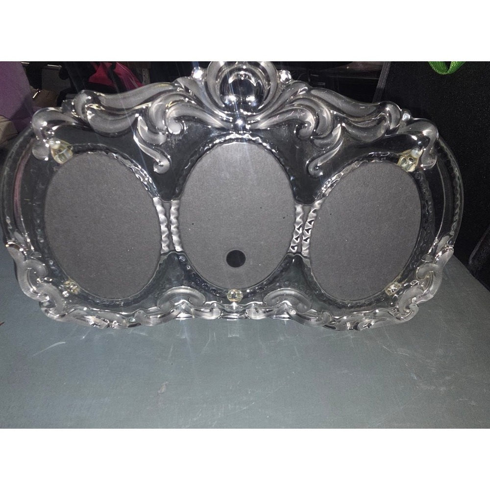 Mikasa Clear  Ornate 3-Opening Oval Collage Picture Frame Victorian Style